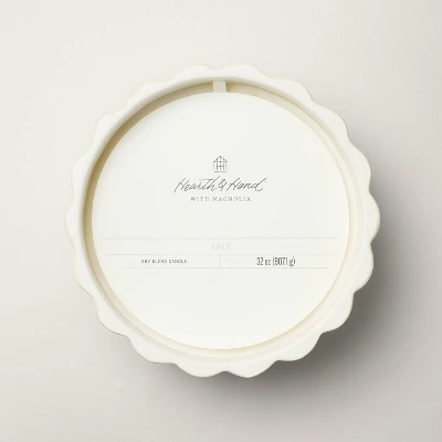 5-Wick Rustic Ceramic Salt Scalloped Jar Candle Cream 32oz - Hearth & Hand™ With Magnolia: Farmhouse Decor, Sea Salt Scent 2 5-Wick Rustic Ceramic Salt Scalloped Jar Candle Cream 32oz - Hearth & Hand™ With Magnolia: Farmhouse Decor, Sea Salt Scent - Image 2