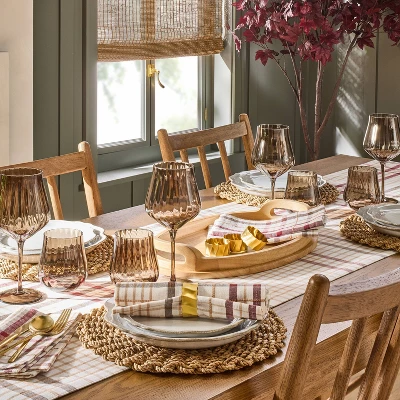 Set Of 4 Fall Plaid Cloth Napkins Burgundy/Brown - Hearth & Hand™ With Magnolia 1 Set Of 4 Fall Plaid Cloth Napkins Burgundy/Brown - Hearth & Hand™ With Magnolia