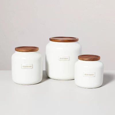 Dry Goods Stoneware Canister With Wood Lid Cream/Brown - Hearth & Hand™ With Magnolia 2 Dry Goods Stoneware Canister With Wood Lid Cream/Brown - Hearth & Hand™ With Magnolia - Image 2