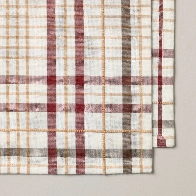 Set Of 4 Fall Plaid Cloth Napkins Burgundy/Brown - Hearth & Hand™ With Magnolia 2 Set Of 4 Fall Plaid Cloth Napkins Burgundy/Brown - Hearth & Hand™ With Magnolia - Image 2