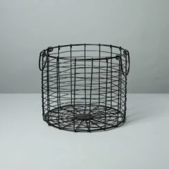 Round Wire Storage Basket With Handles Black - Hearth & Hand™ With Magnolia -Hearth & Hand With Magnolia GUEST 120e63a7 77b2 4fd8 a437 cab6653b0a86