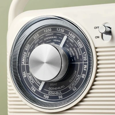 Retro Portable AM/FM Bluetooth Radio Cream - Hearth & Hand™ With Magnolia 3 Retro Portable AM/FM Bluetooth Radio Cream - Hearth & Hand™ With Magnolia - Image 3