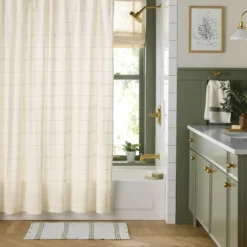 Tufted Grid Shower Curtain Cream - Hearth & Hand™ With Magnolia