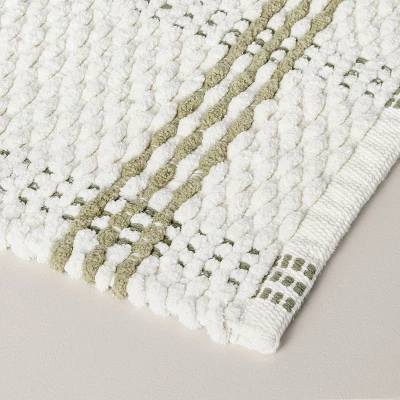 20"x32" Open Plaid Bath Rug Green/Cream - Hearth & Hand™ With Magnolia: Woven Cotton, Machine Washable 2 20"x32" Open Plaid Bath Rug Green/Cream - Hearth & Hand™ With Magnolia: Woven Cotton, Machine Washable - Image 2