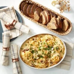 95oz Modern Rim Stoneware Oval Serving Bowl Cream/Clay - Hearth & Hand™ With Magnolia