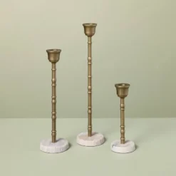 3pc Taper Marble And Brass Candle Holder Set - Hearth & Hand™ With Magnolia -Hearth & Hand With Magnolia GUEST 4579d3bb 9f76 4e7c ab73 615a8f3c21bc
