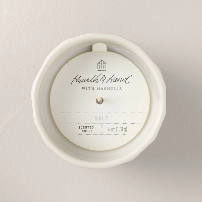 Speckle-Faceted Ceramic Salt Jar Candle White 6oz - Hearth & Hand™ With Magnolia 2 Speckle-Faceted Ceramic Salt Jar Candle White 6oz - Hearth & Hand™ With Magnolia - Image 2