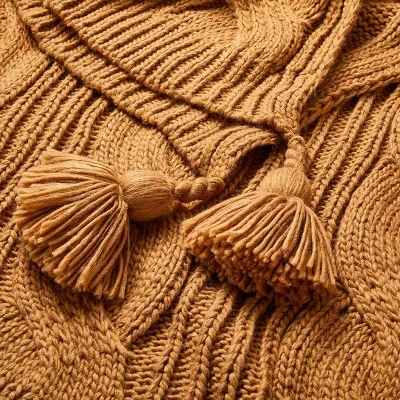 Chunky Cable Knit Fall Throw Blanket Toasted Almond - Hearth & Hand™ With Magnolia 2 Chunky Cable Knit Fall Throw Blanket Toasted Almond - Hearth & Hand™ With Magnolia - Image 2
