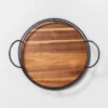 Wooden Lazy Susan With Metal Trim Brown/Black - Hearth & Hand™ With Magnolia