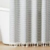 Ticking Stripe Woven Shower Curtain Gray/Cream - Hearth & Hand™ With Magnolia