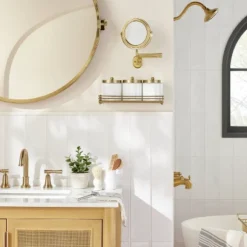 Wall-Mounted Brass Magnifying Swivel Mirror Antique Finish - Hearth & Hand™ With Magnolia