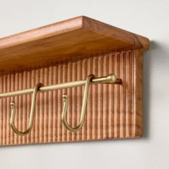 24" Grooved Wall Shelf With Rail And Hooks - Hearth & Hand™ With Magnolia -Hearth & Hand With Magnolia GUEST 6849a6d0 3e4e 4677 b3f0 345e5083c52f