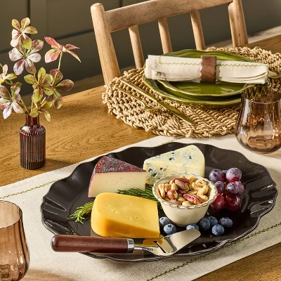 Ceramic Wavy Edge Serving Platter Brown - Hearth & Hand™ With Magnolia 1 Ceramic Wavy Edge Serving Platter Brown - Hearth & Hand™ With Magnolia