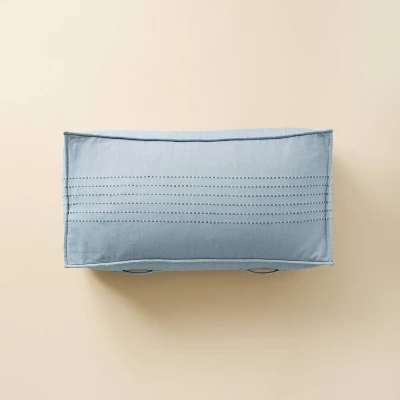 44"x22"x10 Rib Stripe Woven Chambray Outdoor Patio Cushioned Bench Blue - Hearth & Hand™ With Magnolia 1 44"x22"x10 Rib Stripe Woven Chambray Outdoor Patio Cushioned Bench Blue - Hearth & Hand™ With Magnolia