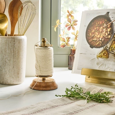 Wood And Brass Finish Twine Holder - Hearth & Hand™ With Magnolia 1 Wood And Brass Finish Twine Holder - Hearth & Hand™ With Magnolia