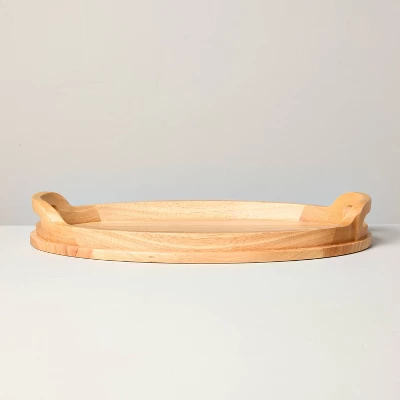 18" Round Rubberwood Serving Tray With Handles - Hearth & Hand™ With Magnolia 2 18" Round Rubberwood Serving Tray With Handles - Hearth & Hand™ With Magnolia - Image 2