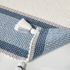 20" X 32" Color Block Stripe Tassels Bath Rug Faded Blue/White - Hearth & Hand™ With Magnolia 5 20" X 32" Color Block Stripe Tassels Bath Rug Faded Blue/White - Hearth & Hand™ With Magnolia -Hearth & Hand With Magnolia GUEST 965eb334 1e31 467e 9a9f 35ffecd97d72