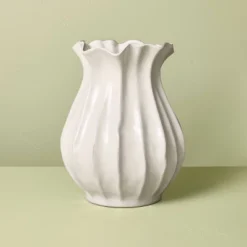 Pleated Ceramic Vase Sour Cream - Hearth & Hand™ With Magnolia -Hearth & Hand With Magnolia GUEST 9a8371ba f308 4267 86b3 db758d29e3e6