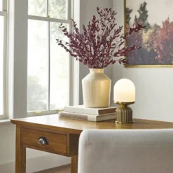 Brass Fluted And Frosted Glass Accent Table Lamp Brass/White - Hearth & Hand™ With Magnolia