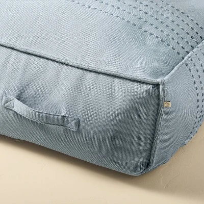 44"x22"x10 Rib Stripe Woven Chambray Outdoor Patio Cushioned Bench Blue - Hearth & Hand™ With Magnolia 3 44"x22"x10 Rib Stripe Woven Chambray Outdoor Patio Cushioned Bench Blue - Hearth & Hand™ With Magnolia - Image 3