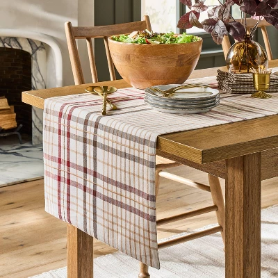 20"x90" Fall Plaid Oversized Runner Burgundy/Brown - Hearth & Hand™ With Magnolia 1 20"x90" Fall Plaid Oversized Runner Burgundy/Brown - Hearth & Hand™ With Magnolia