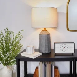 Carved Ceramic Table Lamp Dark Gray (Includes LED Light Bulb) - Hearth & Hand™ With Magnolia -Hearth & Hand With Magnolia GUEST a46bfd2c 5e9b 4152 a76f 8481e7b67a1c