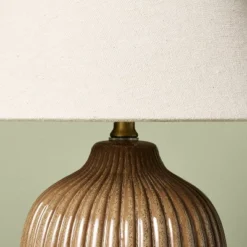 Ribbed Ceramic Table Lamp Brown/Oatmeal - Hearth & Hand™ With Magnolia: Farmhouse Accent, 40W Max, ETL Listed -Hearth & Hand With Magnolia GUEST a69efcd0 ba20 418c 98ac a1fa3d543b21