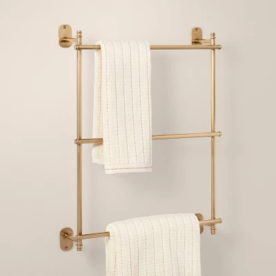 Wall-Mounted Brass Ladder Towel Rack Antique Finish - Hearth & Hand™ With Magnolia 2 Wall-Mounted Brass Ladder Towel Rack Antique Finish - Hearth & Hand™ With Magnolia - Image 2