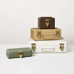 9" Large Metal Box With Brass Hardware Sour Cream - Hearth & Hand™ With Magnolia -Hearth & Hand With Magnolia GUEST b1223a36 9601 463c a88a 8ab39a967c2e