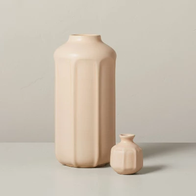 13" Faceted Ceramic Vase Sunset Taupe - Hearth & Hand™ With Magnolia 2 13" Faceted Ceramic Vase Sunset Taupe - Hearth & Hand™ With Magnolia - Image 2