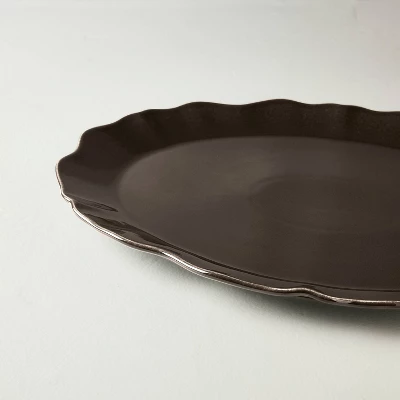 Ceramic Wavy Edge Serving Platter Brown - Hearth & Hand™ With Magnolia 2 Ceramic Wavy Edge Serving Platter Brown - Hearth & Hand™ With Magnolia - Image 2
