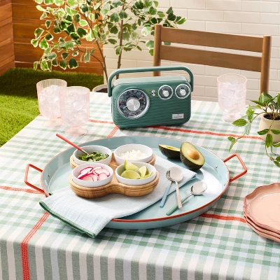 Retro Portable AM/FM Bluetooth Radio Green - Hearth & Hand™ With Magnolia 1 Retro Portable AM/FM Bluetooth Radio Green - Hearth & Hand™ With Magnolia