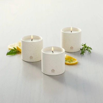 9oz Basil/Lemon/Thyme Speckled Ceramic Kitchen Candle Set - Hearth & Hand™ With Magnolia 1 9oz Basil/Lemon/Thyme Speckled Ceramic Kitchen Candle Set - Hearth & Hand™ With Magnolia