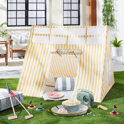 Kids' Stargazing Play Tent - Gold/Cream Stripes - Hearth & Hand™ With Magnolia 1 Kids' Stargazing Play Tent - Gold/Cream Stripes - Hearth & Hand™ With Magnolia