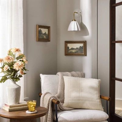 Fluted Ceramic Sconce White/Gold - Hearth & Hand™ With Magnolia 2 Fluted Ceramic Sconce White/Gold - Hearth & Hand™ With Magnolia - Image 2