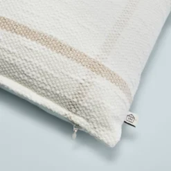 12"x30" Open Grid Lines Lumbar Throw Pillow Cream/Taupe - Hearth & Hand™ With Magnolia -Hearth & Hand With Magnolia GUEST cca4d0e7 7a26 469b 8704 00e59eb960cf