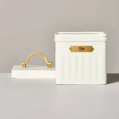 Metal Tea Tin Cream/Brass - Hearth & Hand™ With Magnolia -Hearth & Hand With Magnolia GUEST d5a0a60f b937 48a3 b326 7438a0a9ef70