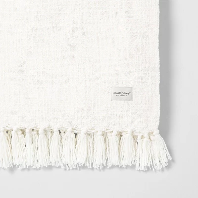 Knotted Fringe Throw Blanket White - Hearth & Hand™ With Magnolia 1 Knotted Fringe Throw Blanket White - Hearth & Hand™ With Magnolia