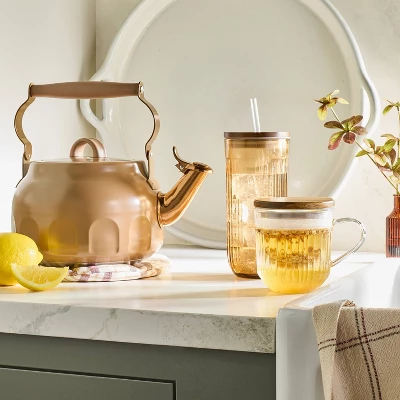 Teapot With Copper Accents Tan - Hearth & Hand™ With Magnolia 1 Teapot With Copper Accents Tan - Hearth & Hand™ With Magnolia