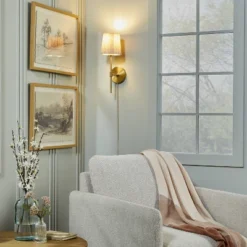 Pleated Shade Wall Sconce Brass/Oatmeal - Hearth & Hand™ With Magnolia