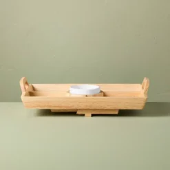 11"x16" Wood Serving Tray With Ceramic Bowl Insert Brown/Cream - Hearth & Hand™ With Magnolia -Hearth & Hand With Magnolia GUEST f0cb7cad b89a 4fa5 8255 6160232249f6