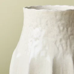 12" Pleated Ceramic Vase Sour Cream - Hearth & Hand™ With Magnolia -Hearth & Hand With Magnolia GUEST f535a61f ade6 4f6f 82f0 482f23b5e864