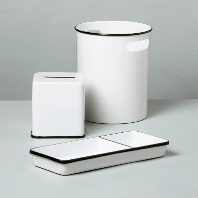 Metal Bath Wastebasket White/Black - Hearth & Hand™ With Magnolia 2 Metal Bath Wastebasket White/Black - Hearth & Hand™ With Magnolia - Image 2